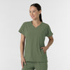 RENEW Women's V-Neck Tunic Scrub Top Olive side view
