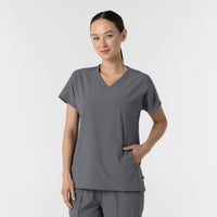 RENEW Women's V-Neck Tunic Scrub Top Pewter