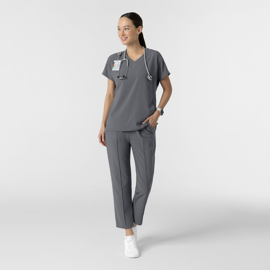 RENEW Women's V-Neck Tunic Scrub Top Pewter full scrub set