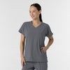 RENEW Women's V-Neck Tunic Scrub Top Pewter side view