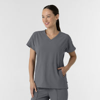 RENEW Women's V-Neck Tunic Scrub Top Pewter side view