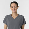 RENEW Women's V-Neck Tunic Scrub Top Pewter front detail