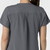 RENEW Women's V-Neck Tunic Scrub Top Pewter back detail