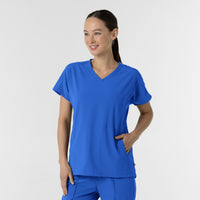 RENEW Women's V-Neck Tunic Scrub Top Royal side view