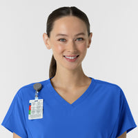 RENEW Women's V-Neck Tunic Scrub Top Royal side detail 1