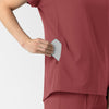 RENEW Women's V-Neck Tunic Scrub Top Ruby side detail 2