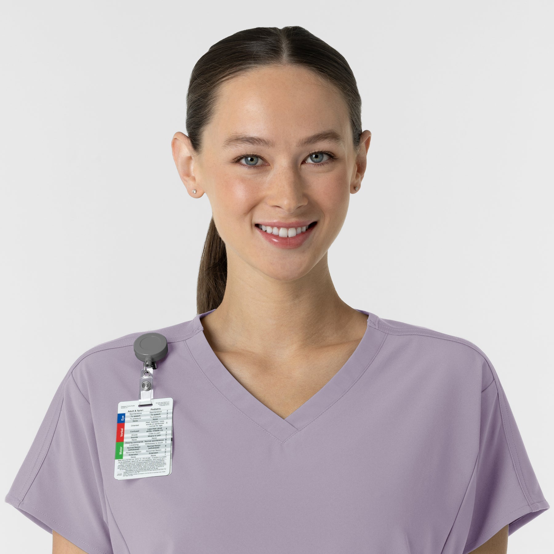 RENEW Women's V-Neck Tunic Scrub Top Wisteria side detail 1