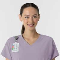 RENEW Women's V-Neck Tunic Scrub Top Wisteria side detail 1