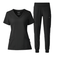 W123 Women's V-Neck and Jogger Scrub Set