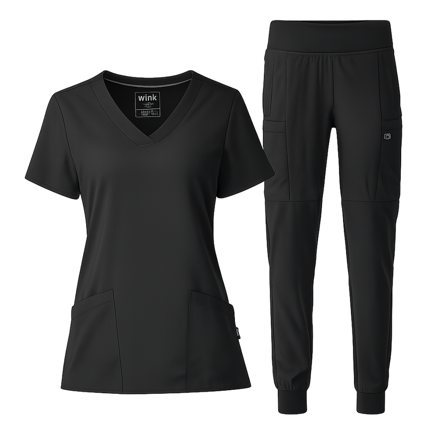 W123 Women's V-Neck and Jogger Scrub Set