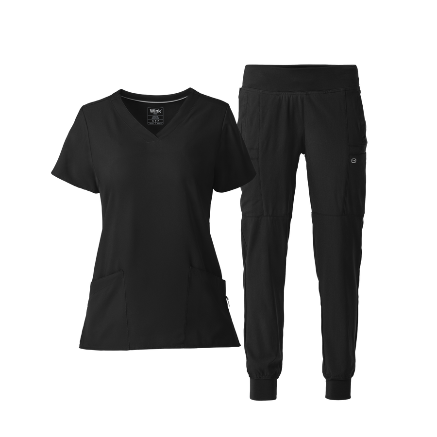 W123 Women's V-Neck and Jogger Scrub Set