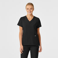 Wink W123 Women's Stylized V-Neck Scrub Top Black