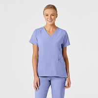 Wink W123 Women's Stylized V-Neck Scrub Top Ceil Blue Scrubs