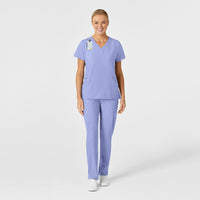 W123 Women's Stylized V-Neck Scrub Top Ceil Blue scrub set