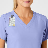 W123 Women's Stylized V-Neck Scrub Top Ceil Blue side detail 1