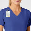 W123 Women's Stylized V-Neck Scrub Top Galaxy Blue side detail 1