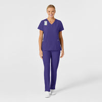 W123 Women's Stylized V-Neck Scrub Top Grape scrub set