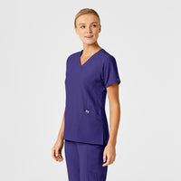 W123 Women's Stylized V-Neck Scrub Top Grape side view