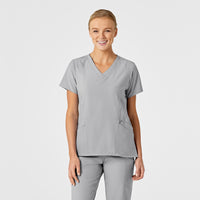 Wink W123 Women's Stylized V-Neck Scrub Top Grey