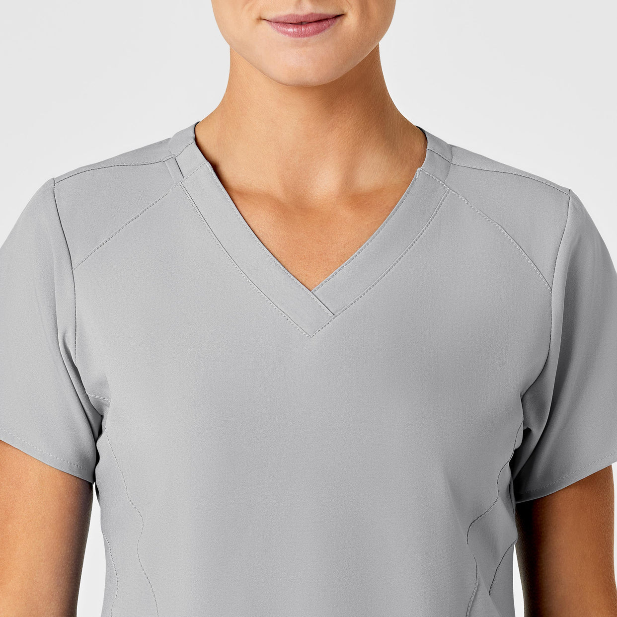 W123 Women's Stylized V-Neck Scrub Top - Grey – Wink Scrubs