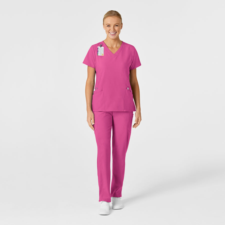 Pink Srub W123 Women's Stylized V-Neck Scrub Top - Hot Pink – Wink Scrubs
