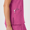 W123 Women's Stylized V-Neck Scrub Top Hot Pink hemline detail