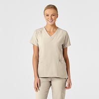 Wink W123 Women's Stylized V-Neck Scrub Top Khaki