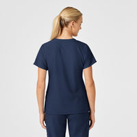 W123 Women's Stylized V-Neck Scrub Top Navy back view