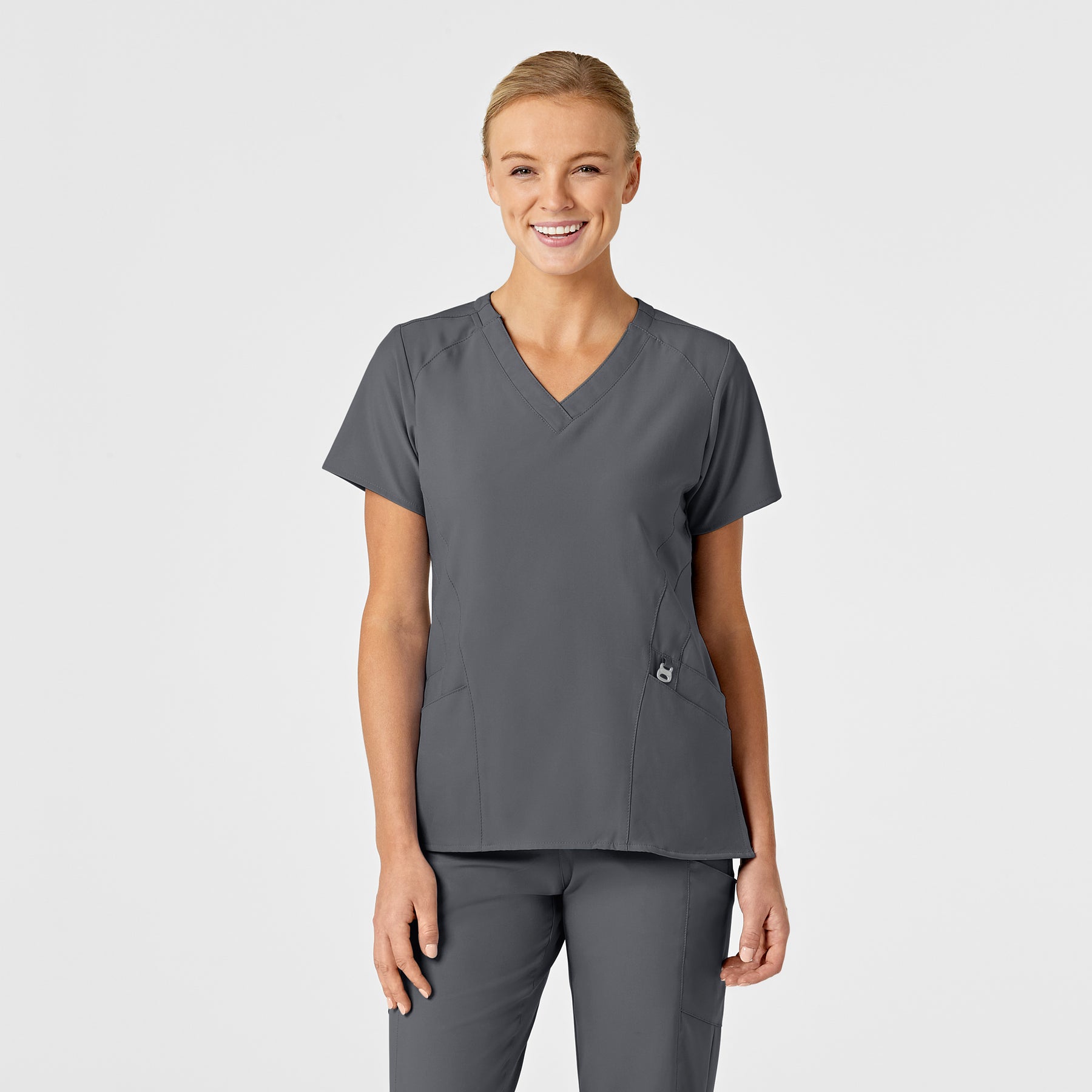 Wink W123 Women's Stylized V-Neck Scrub Top Pewter
