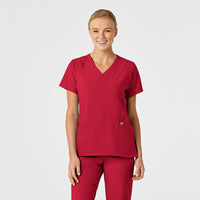 Wink W123 Women's Stylized V-Neck Scrub Top Red