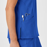 W123 Women's Stylized V-Neck Scrub Top Royal hemline detail