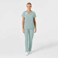 W123 Women's Stylized V-Neck Scrub Top Sky Blue full scrub set