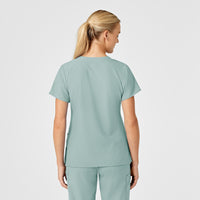 W123 Women's Stylized V-Neck Scrub Top - Sky Blue back