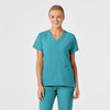 Wink W123 Women's Stylized V-Neck Scrub Top Teal Blue