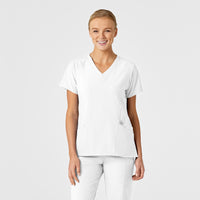 Wink W123 Women's Stylized V-Neck Scrub Top White