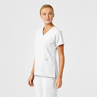 W123 Women's Stylized V-Neck Scrub Top White side view