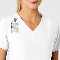 W123 Women's Stylized V-Neck Scrub Top White side detail 1