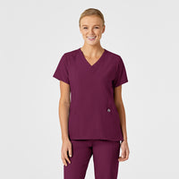 Wink W123 Women's Stylized V-Neck Scrub Top Wine