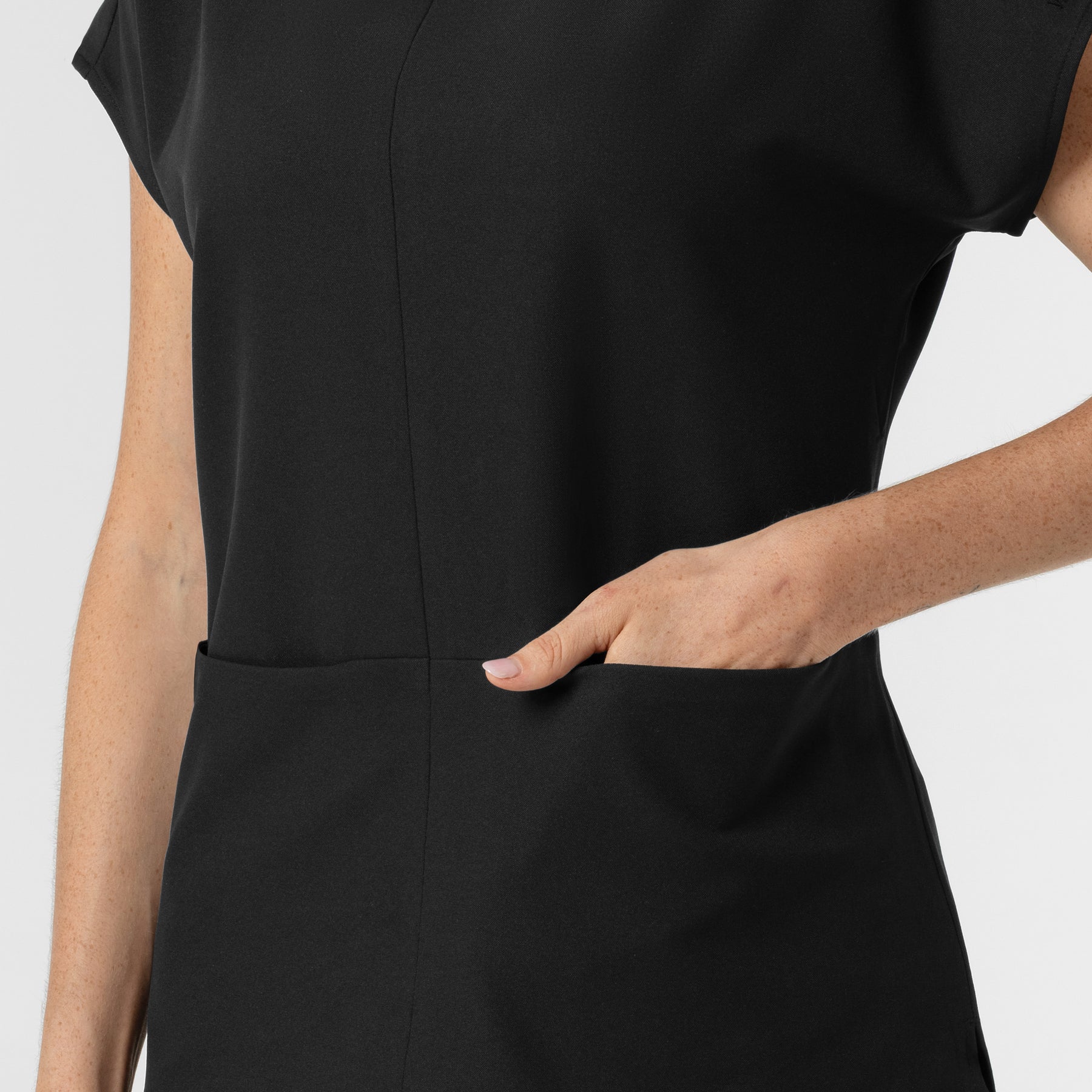 BLK Women's Cowl High Neck Scrub Top Black side detail 1