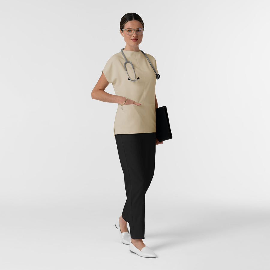 BLK Edit Women's Mock Neck Scrub Blouse - Coconut Milk scrub set