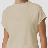 BLK Women's Cowl High Neck Scrub Top Coconut Milk front detail