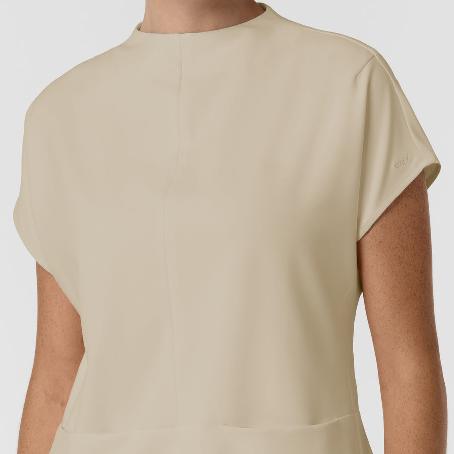 BLK Women's Cowl High Neck Scrub Top Coconut Milk front detail