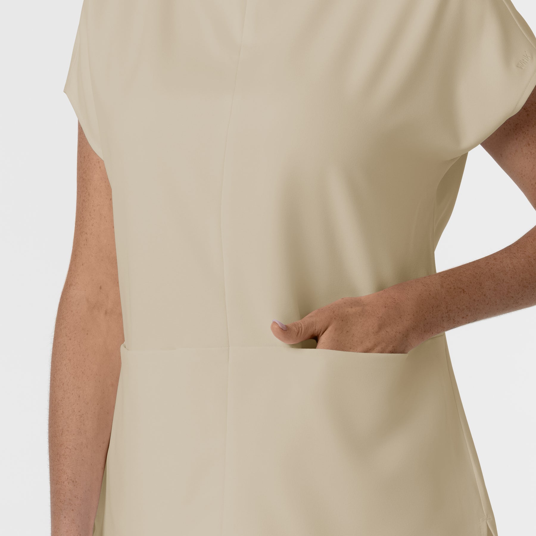 BLK Women's Cowl High Neck Scrub Top Coconut Milk side detail 2