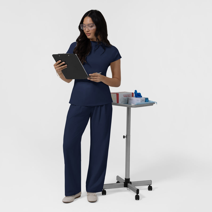 BLK Women's Cowl High Neck Scrub Top Navy full scrub set