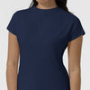BLK Women's Cowl High Neck Scrub Top Navy front detail