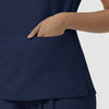 BLK Women's Cowl High Neck Scrub Top Navy side detail 2