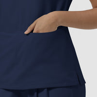 BLK Women's Cowl High Neck Scrub Top Navy side detail 2