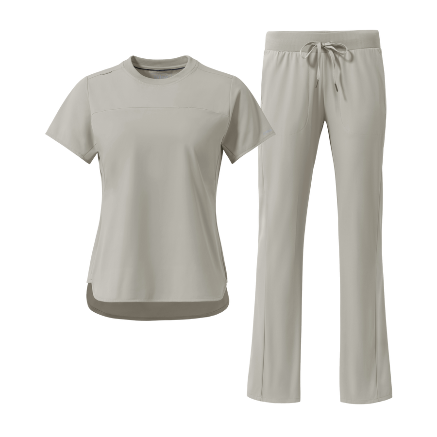 Aura Crew Neck and Bootcut Scrub Set