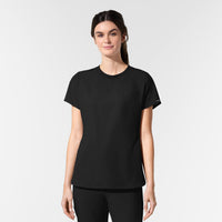 AURA Women's Captivate Crew Neck Tuck-in Scrub Top Black