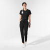AURA Women's Captivate Crew Neck Tuck-in Scrub Top Black full scrub set